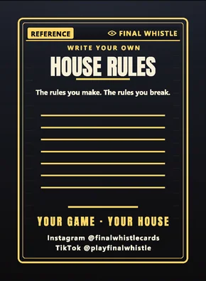 A House Rules card with blank gold lines to write your own rules.